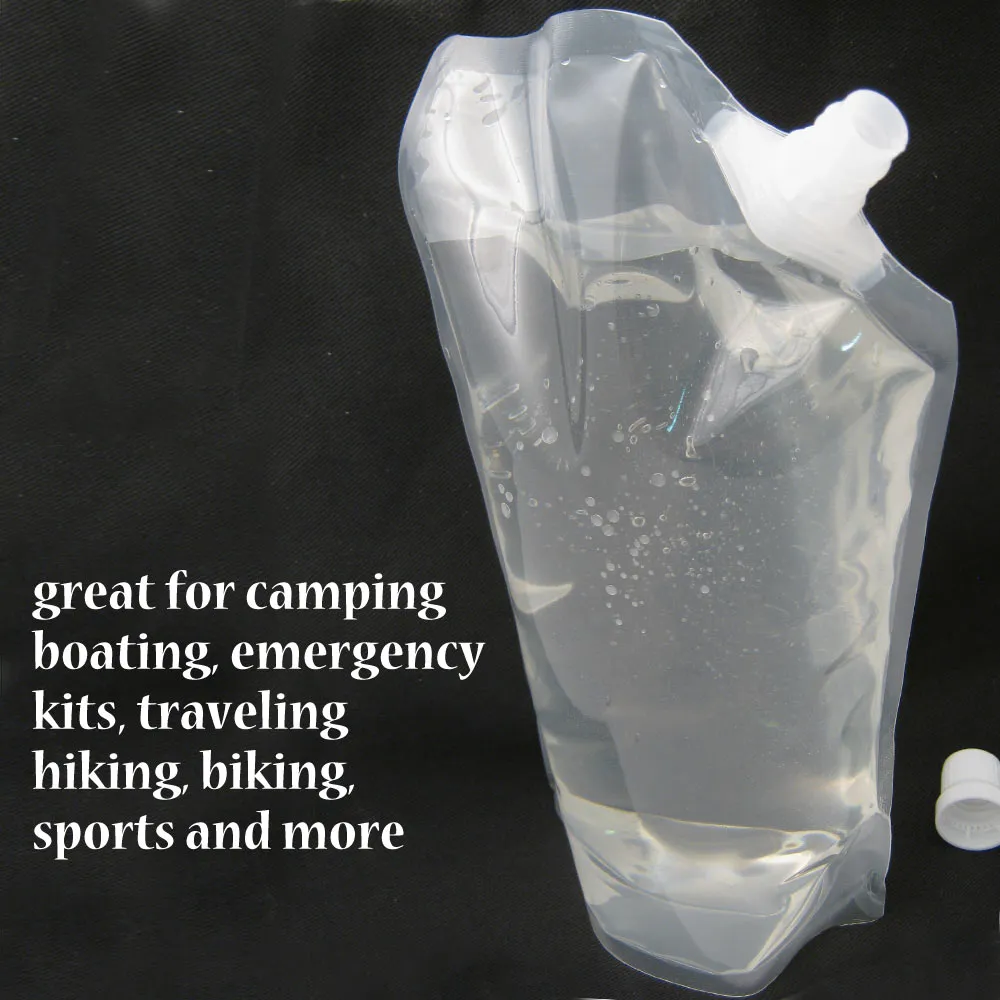 20 Folding Water Bottles Collapsible Pouch BPA Free Emergency Survival Hiking
