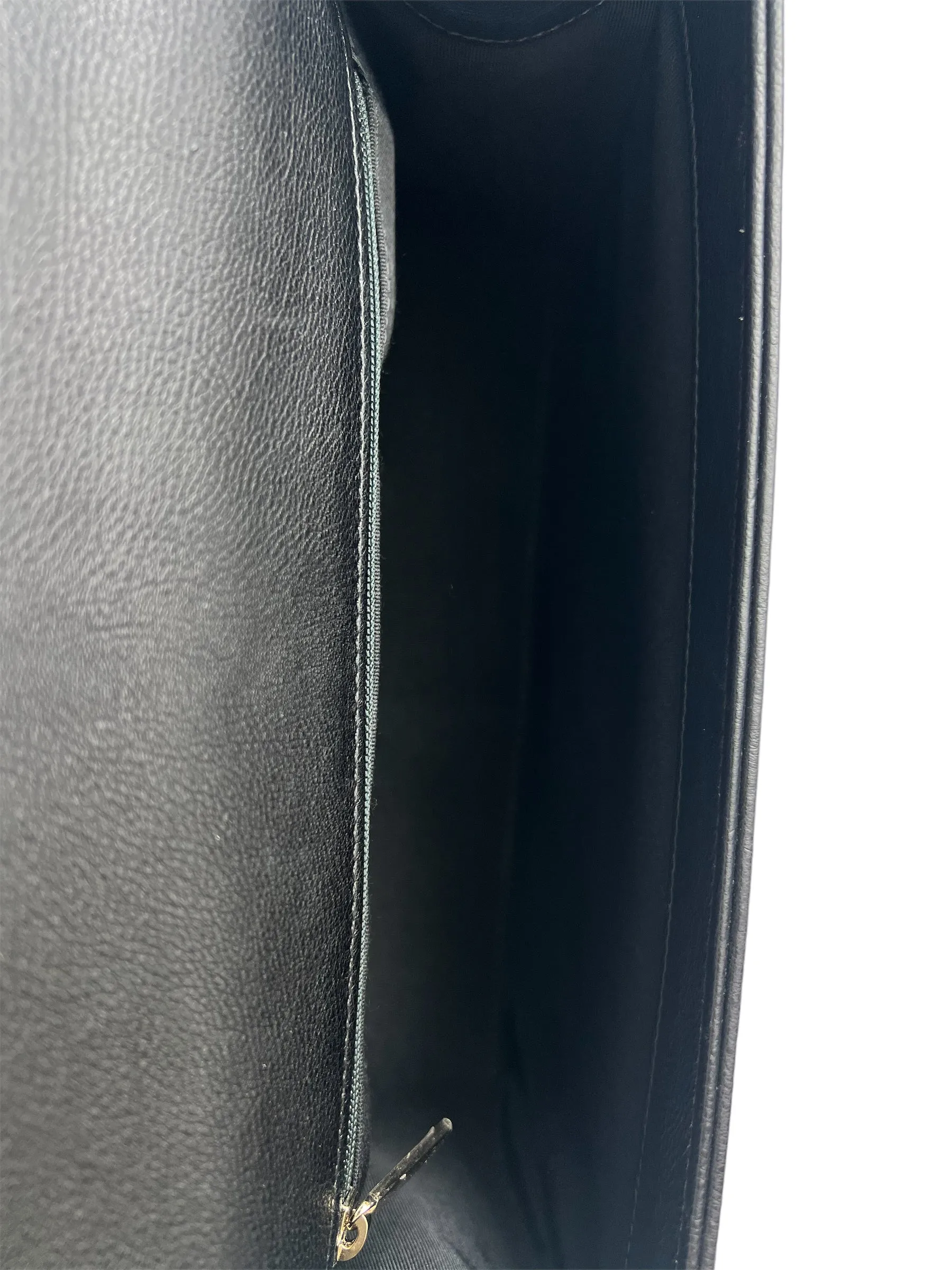 Chanel Black Calfskin Leather Label Click Top Handle Shoulder Bag