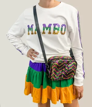 Chevron Crossbody Sequin Purple, Green, Gold