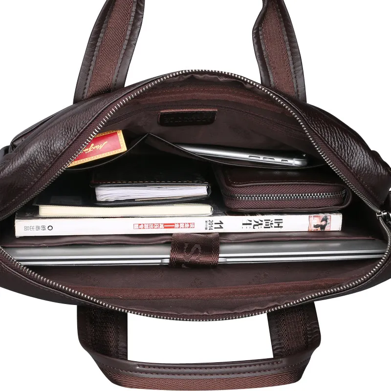 Guarantee Genuine Cow Leather Men Business Handbags 13" Laptop Bag