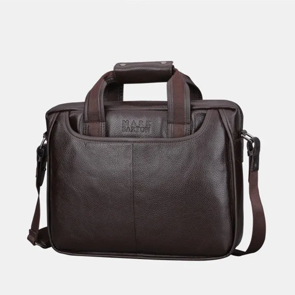 Guarantee Genuine Cow Leather Men Business Handbags 13" Laptop Bag