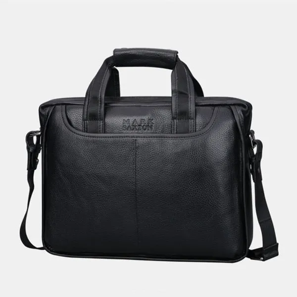 Guarantee Genuine Cow Leather Men Business Handbags 13" Laptop Bag