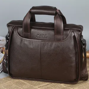 Guarantee Genuine Cow Leather Men Business Handbags 13" Laptop Bag