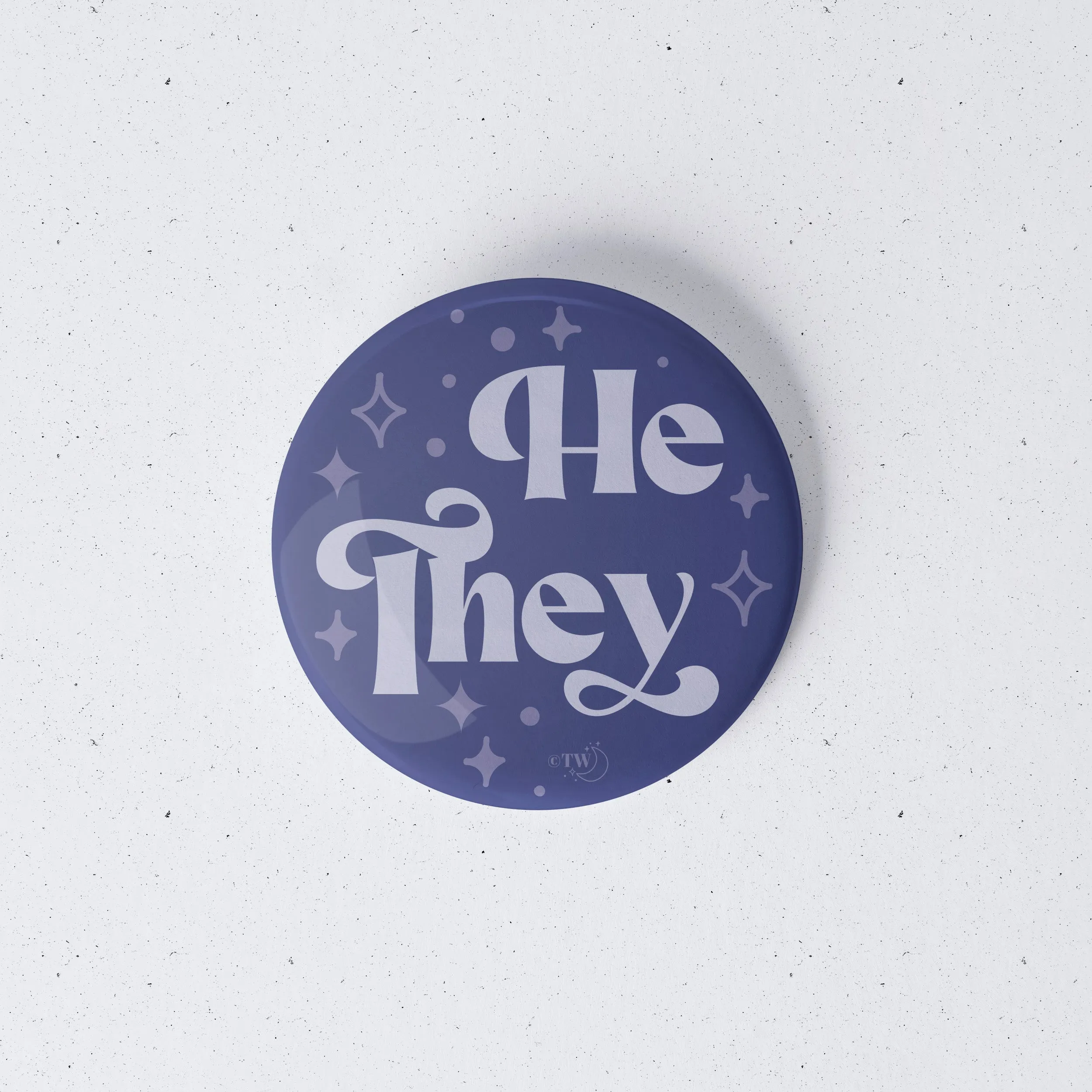 He / They Pronouns Retro Stars 1" Mini Button Pin