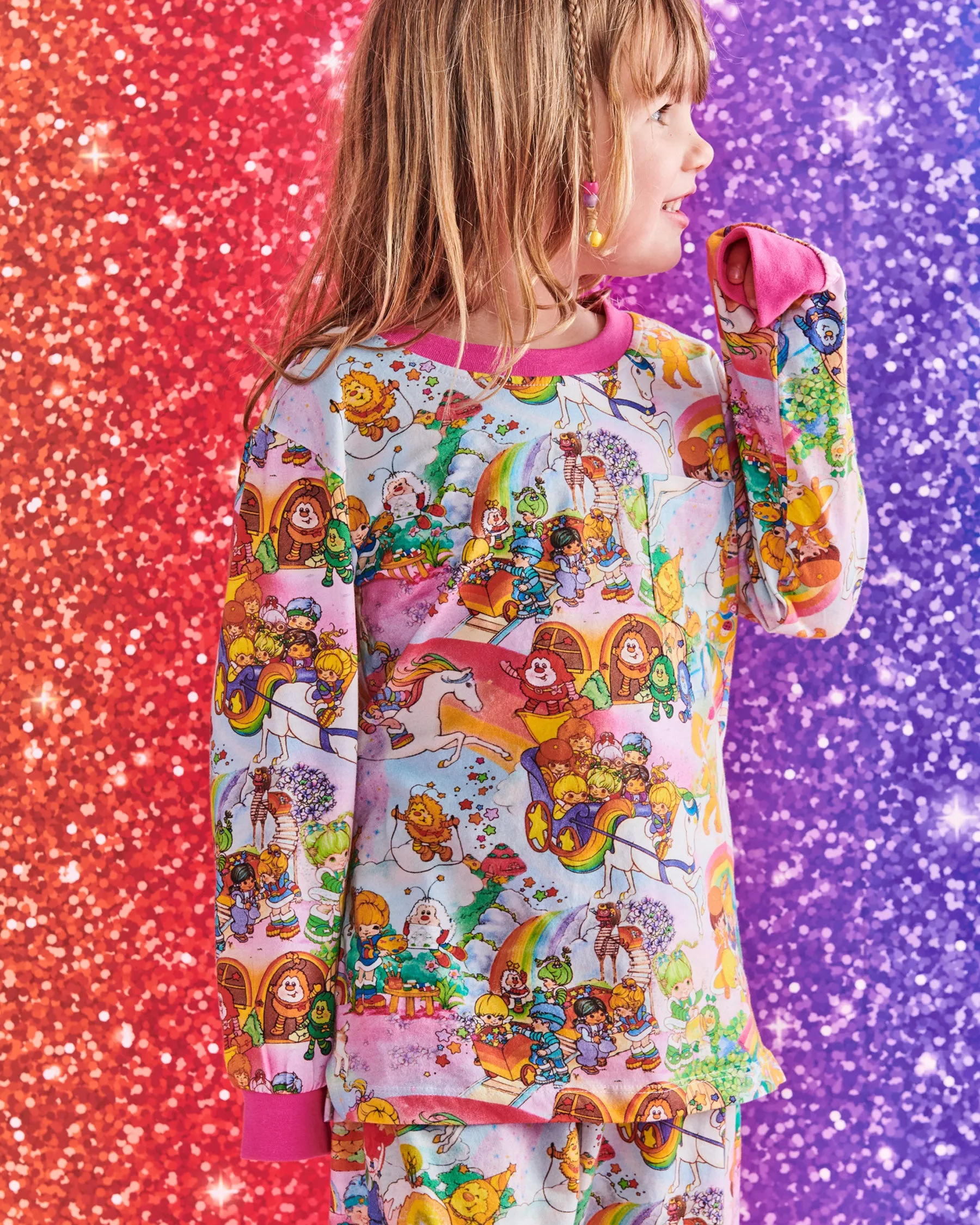 Kip & Co x Rainbow Brite Brite Side Organic Cotton Long Sleeve Top & Pant Pyjama Set
