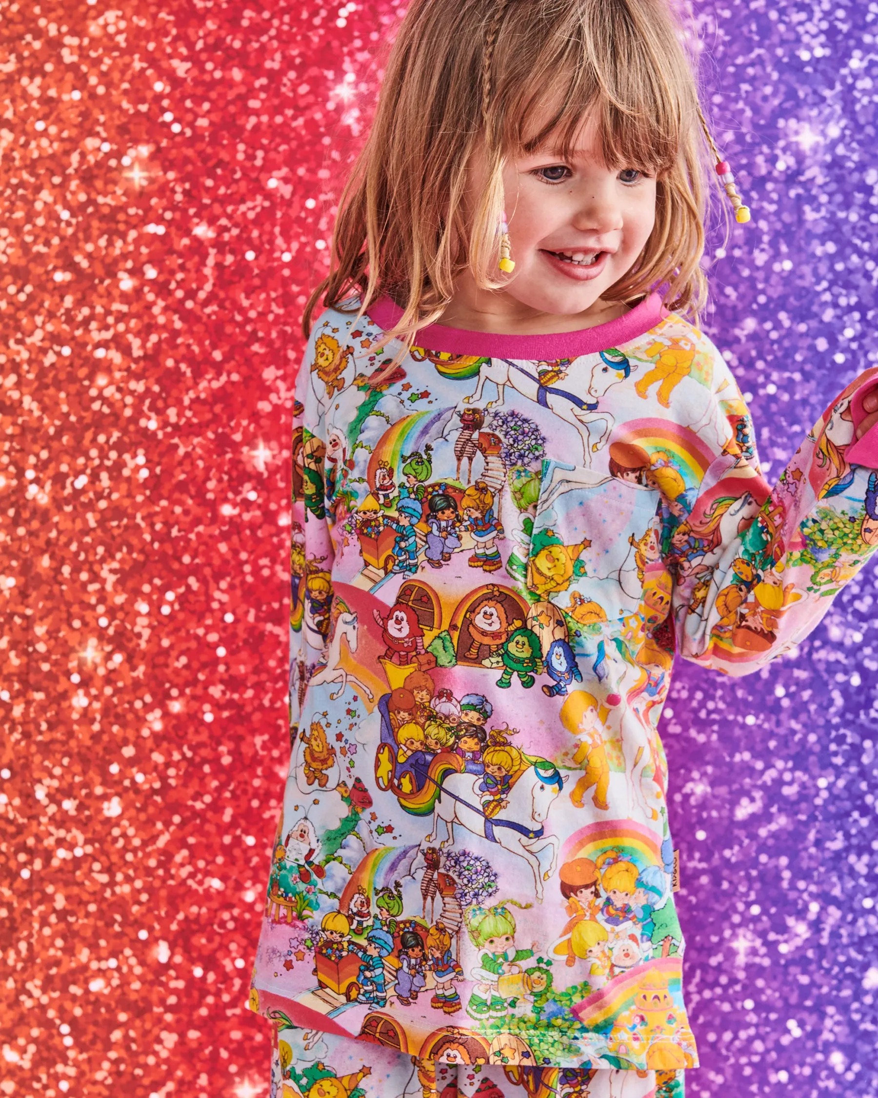 Kip & Co x Rainbow Brite Brite Side Organic Cotton Long Sleeve Top & Pant Pyjama Set
