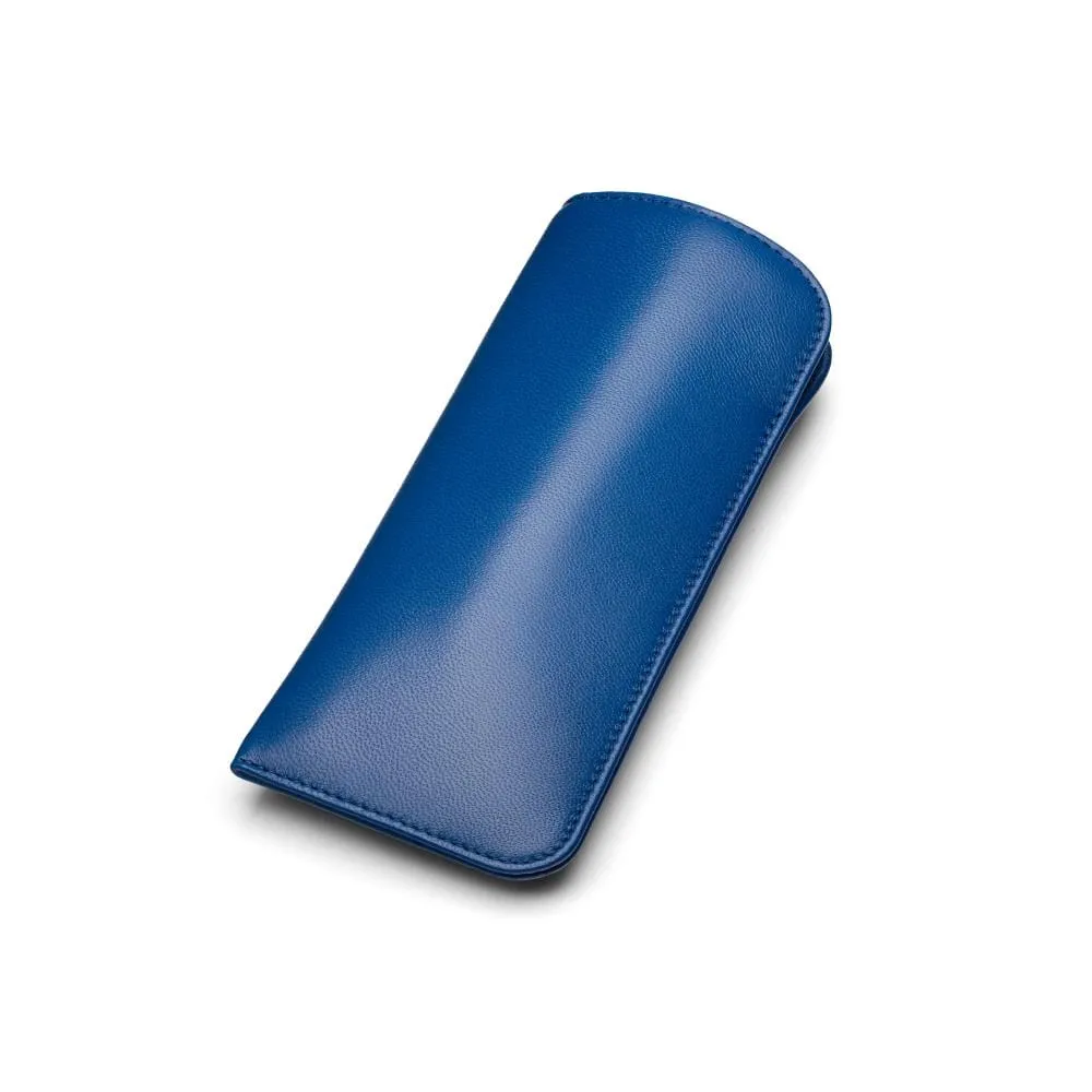 Large Leather Glasses Case - Soft Cobalt