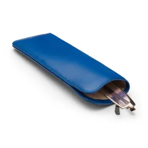 Large Leather Glasses Case - Soft Cobalt