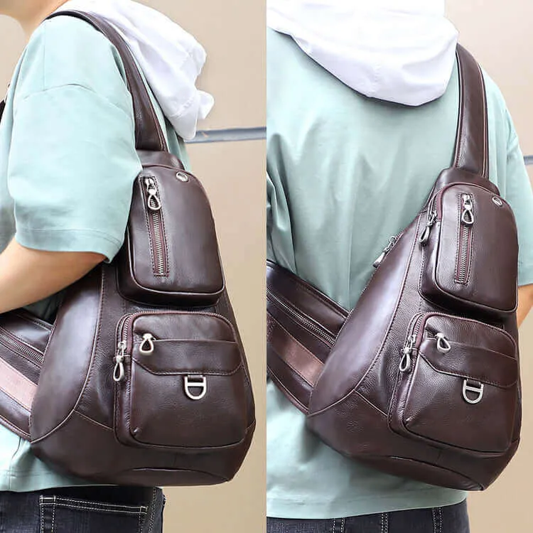 Men's Leather Sling Bag NZ | Spacious & Stylish Chest Bag