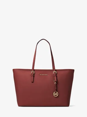 Michael Kors Women's Brandy Jet Set Medium Saffiano Leather Top-Zip Tote Bag