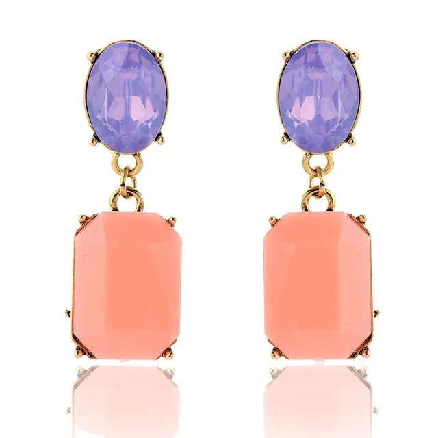 Multicolor Square Candy Drop Earrings Pendant Fashion Jewelry for Women 2016 New Fashion Party Wedding Engagement Earrings