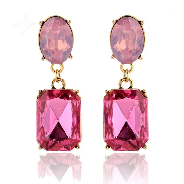 Multicolor Square Candy Drop Earrings Pendant Fashion Jewelry for Women 2016 New Fashion Party Wedding Engagement Earrings