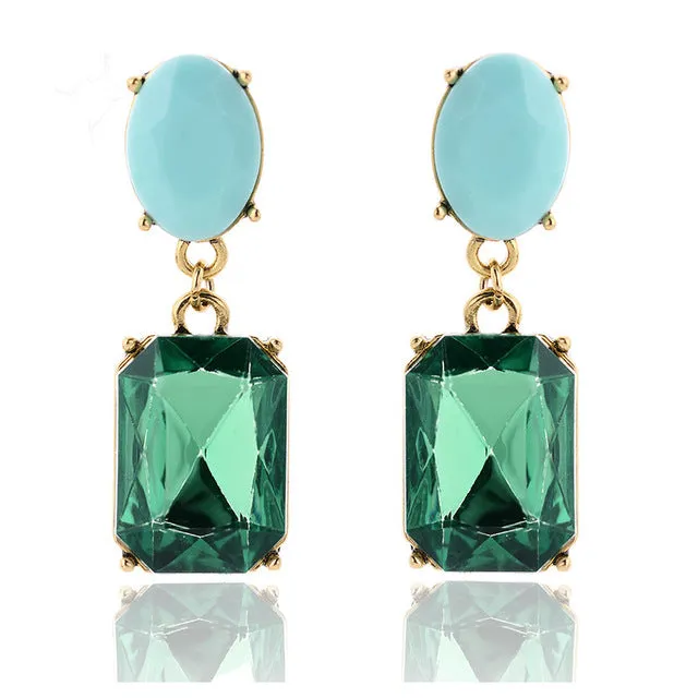 Multicolor Square Candy Drop Earrings Pendant Fashion Jewelry for Women 2016 New Fashion Party Wedding Engagement Earrings