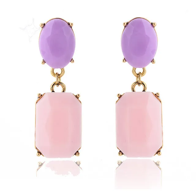 Multicolor Square Candy Drop Earrings Pendant Fashion Jewelry for Women 2016 New Fashion Party Wedding Engagement Earrings