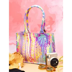 PS Accessories by Payal Singhal Payal Singhal Lime African Multi Colour Print Canvas Small Tote Bag