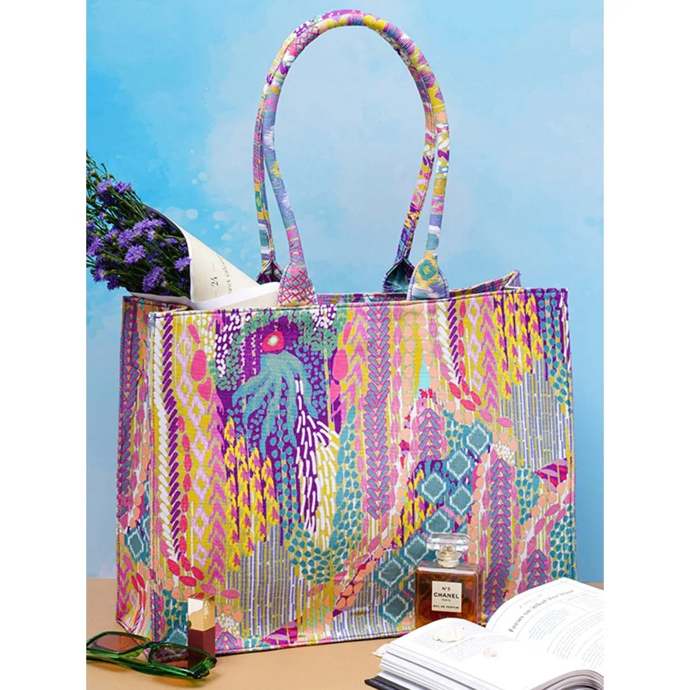PS Accessories by Payal Singhal Payal Singhal Lime African Multi colour Printed Canvas Tote Bag