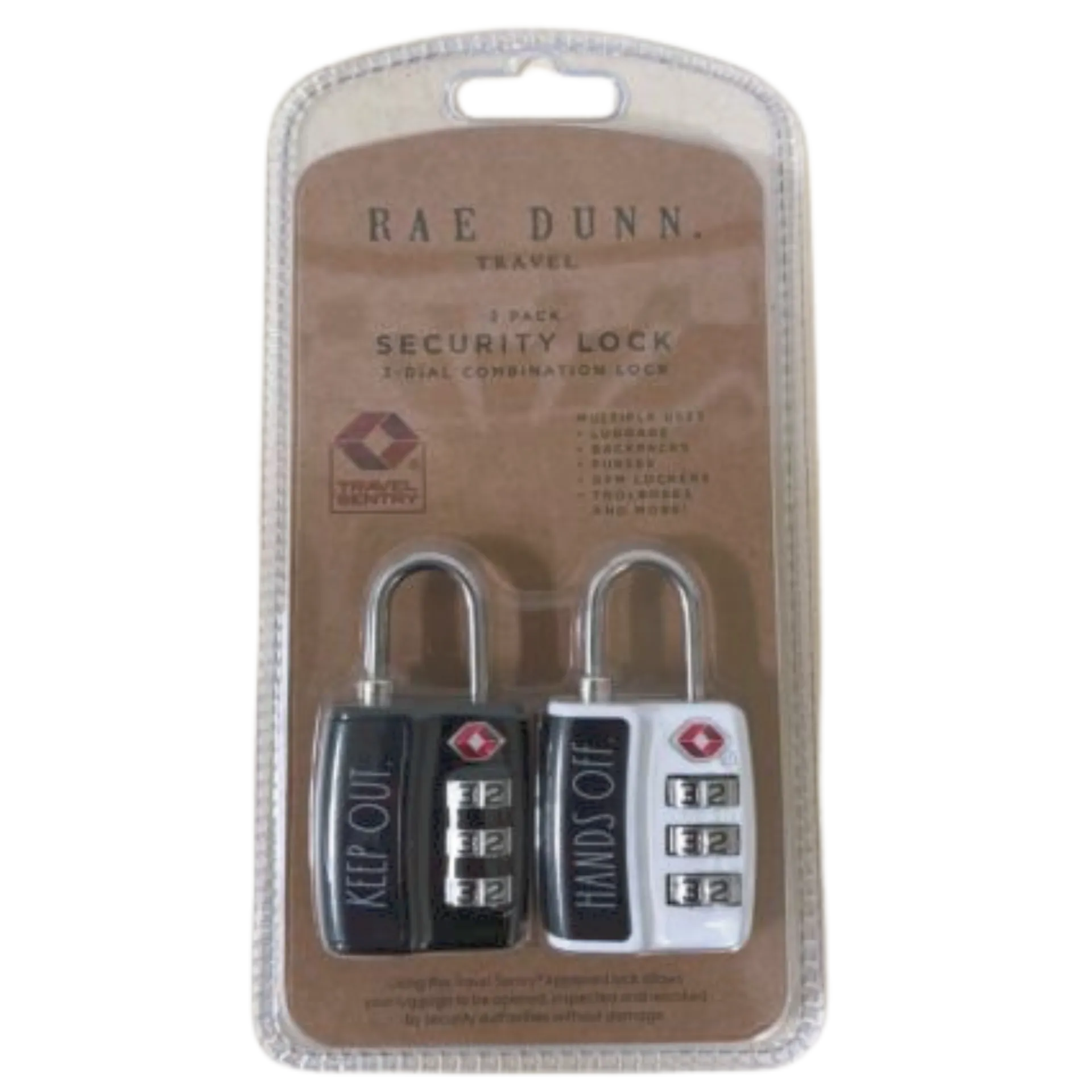 RAE DUNN TRAVEL - 3-Dial Combination Security Lock