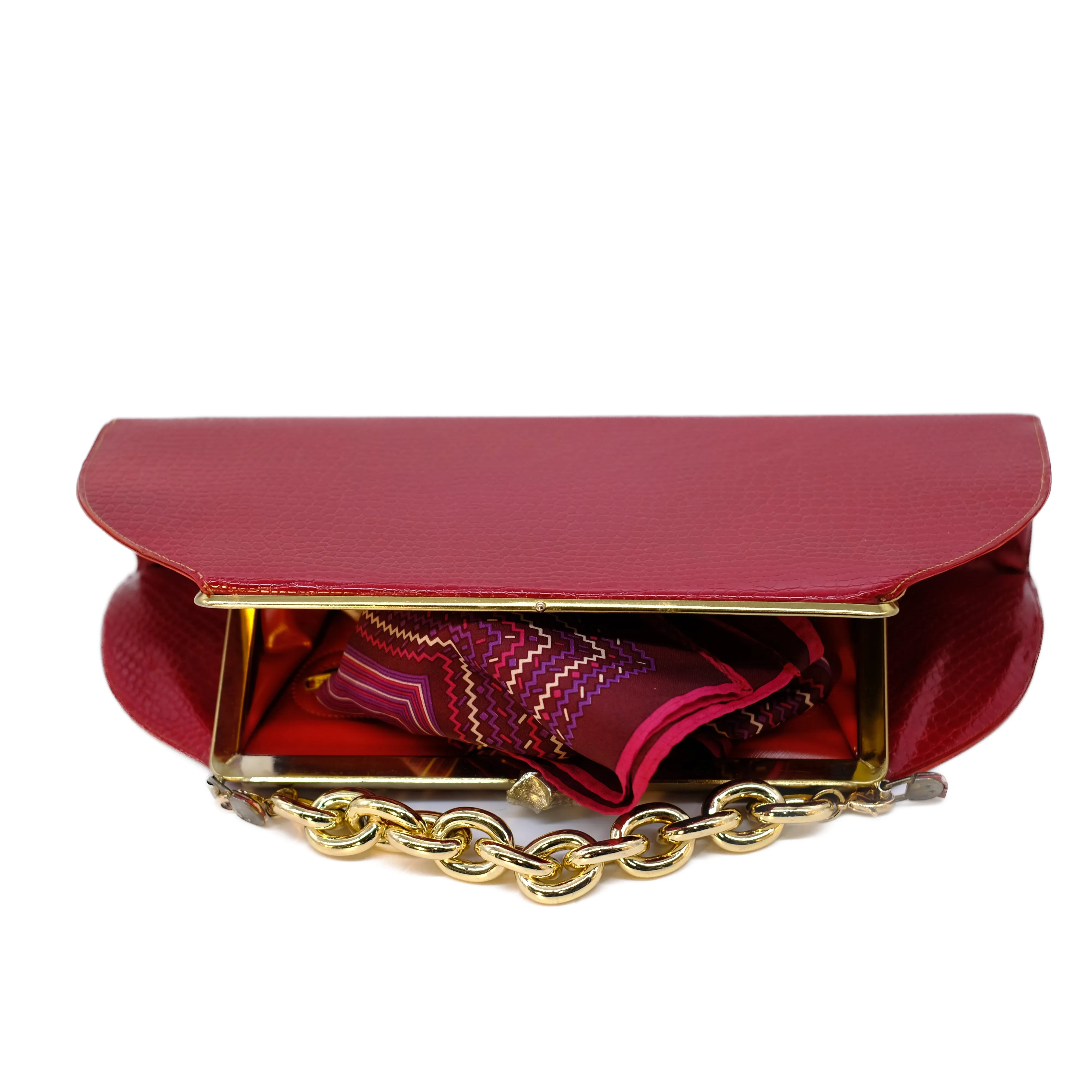 Red Embossed Snake Bag