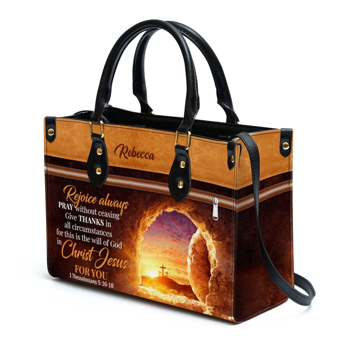 Rejoice Always Pray Without Ceasing Personalized Leather Bag - Women Pu Leather Bag - Christian Gifts For Women