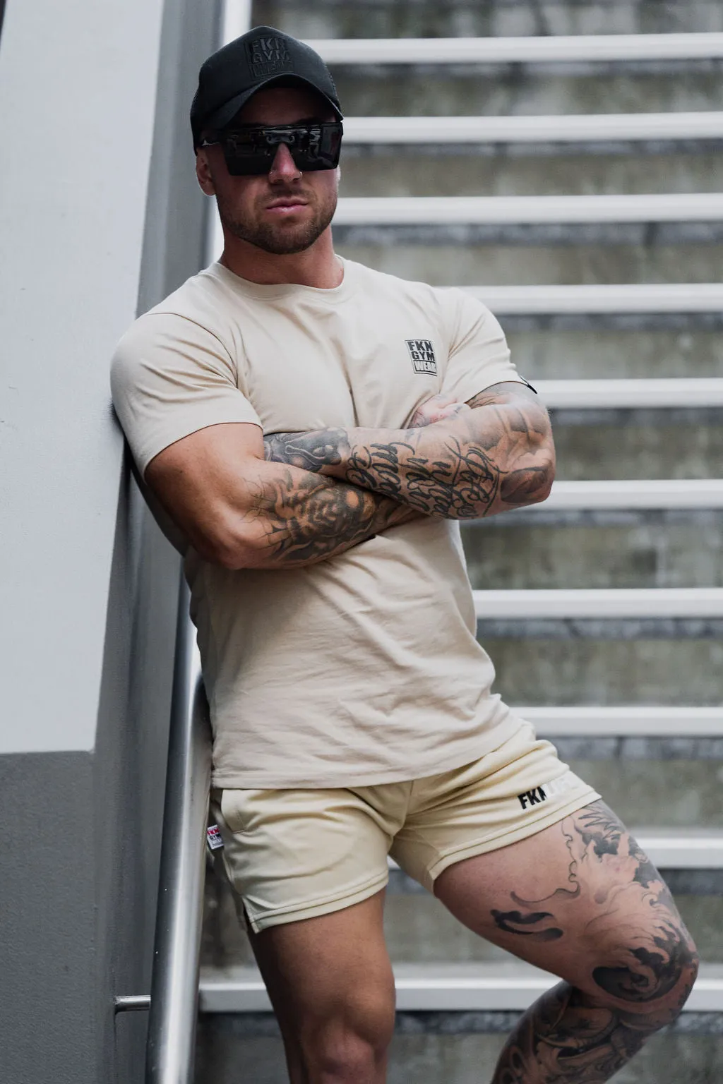 Relentless | Men's Gym Shorts | Beige