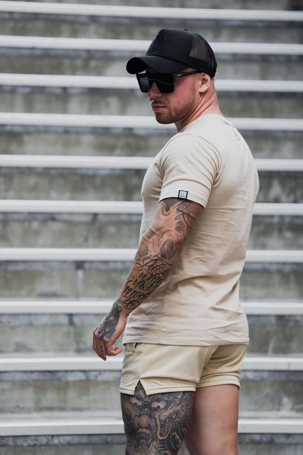 Relentless | Men's Gym Shorts | Beige