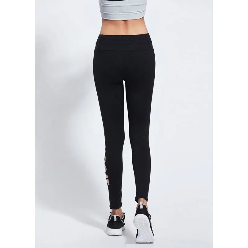 Sports Foil-Stamped Elasticity Yoga Letter Fitness Sports Leggings