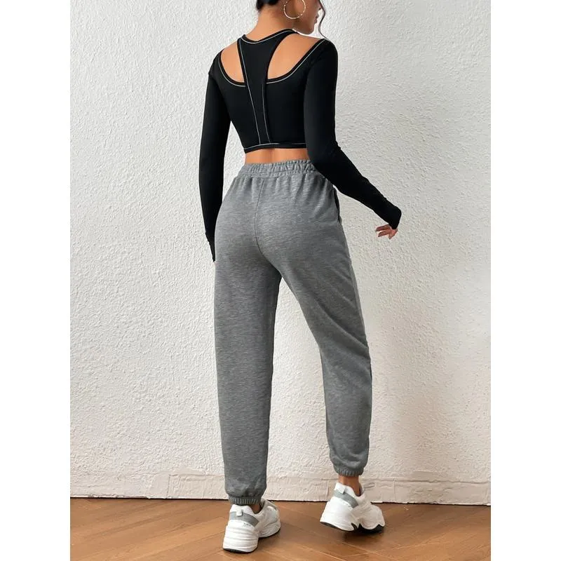 Sports Halter Neck Faux Two-Piece Slimming Reflective Sports Tee