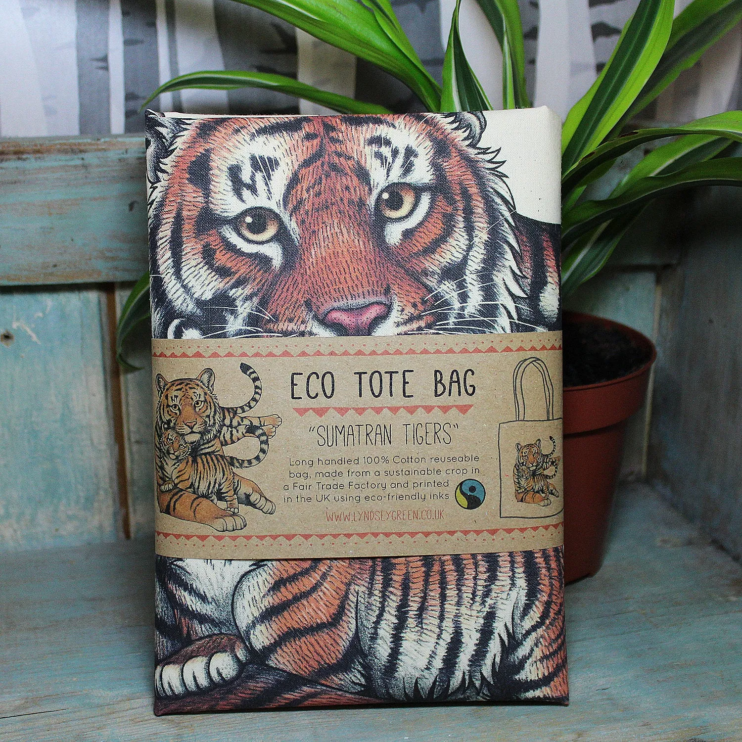 Sumatran Tiger & Cub Tote Bag ~ Organic & Fairtrade Cotton