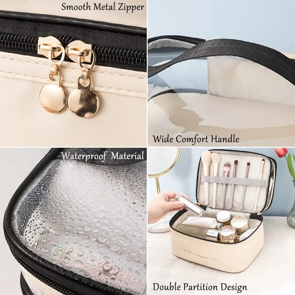 Waterproof Pvc Cosmetic Travel Portable Bag-Beige