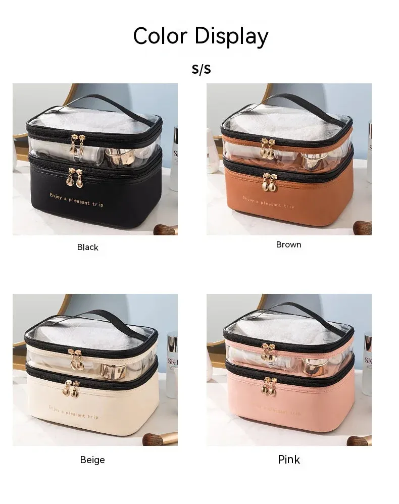 Waterproof Pvc Cosmetic Travel Portable Bag-Beige