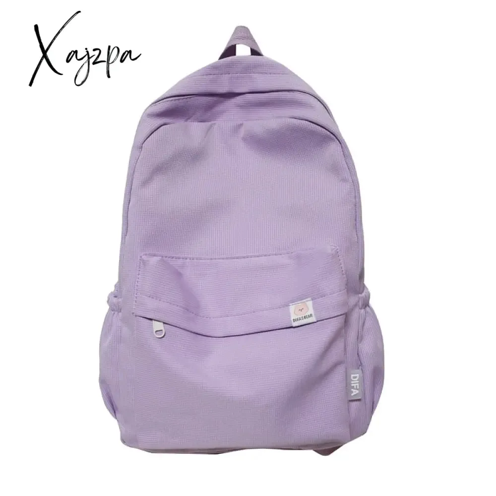 Xajzpa - High Quality Waterproof Solid Color Nylon Women Backpack College Style Travel Rucksack School Bags for Teenage Girl Boys New
