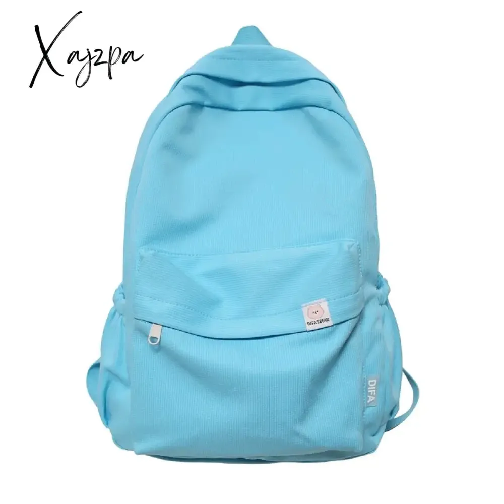 Xajzpa - High Quality Waterproof Solid Color Nylon Women Backpack College Style Travel Rucksack School Bags for Teenage Girl Boys New