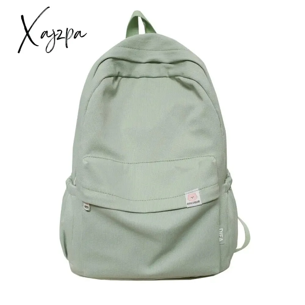 Xajzpa - High Quality Waterproof Solid Color Nylon Women Backpack College Style Travel Rucksack School Bags for Teenage Girl Boys New