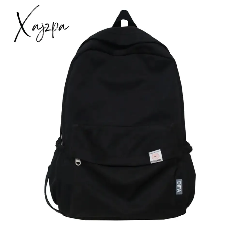 Xajzpa - High Quality Waterproof Solid Color Nylon Women Backpack College Style Travel Rucksack School Bags for Teenage Girl Boys New