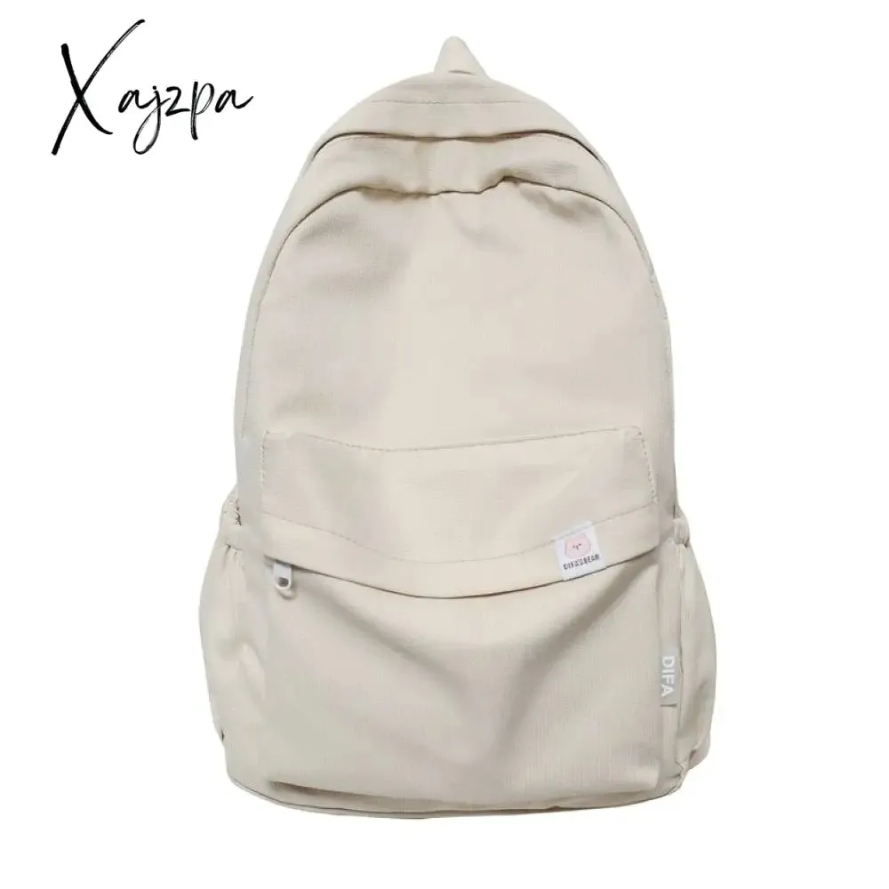 Xajzpa - High Quality Waterproof Solid Color Nylon Women Backpack College Style Travel Rucksack School Bags for Teenage Girl Boys New