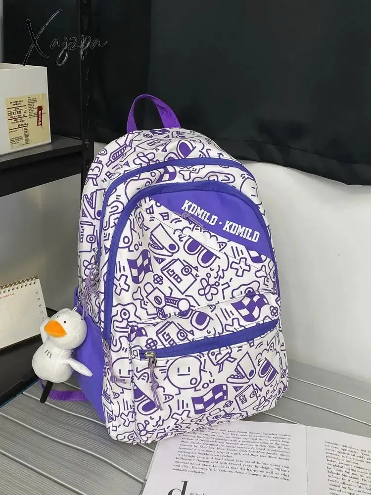 Xajzpa - Women Backpack Fashion Printing Backpack Mochila For Teenage Travel Backbag Girls Waterproof Nylon Bagpack School Shoulder Bag